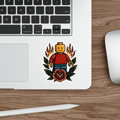 Lego-Inspired Flame Rose Sticker – Toy & Tattoo Mashup Vinyl Decal