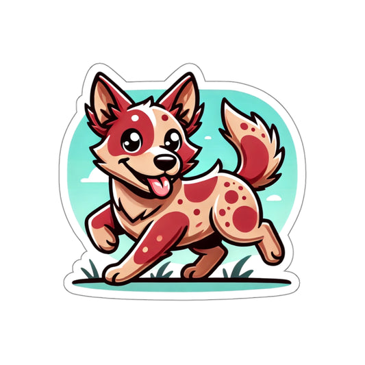 Red Heeler Cartoon Sticker – Cute Australian Cattle Dog Vinyl Decal