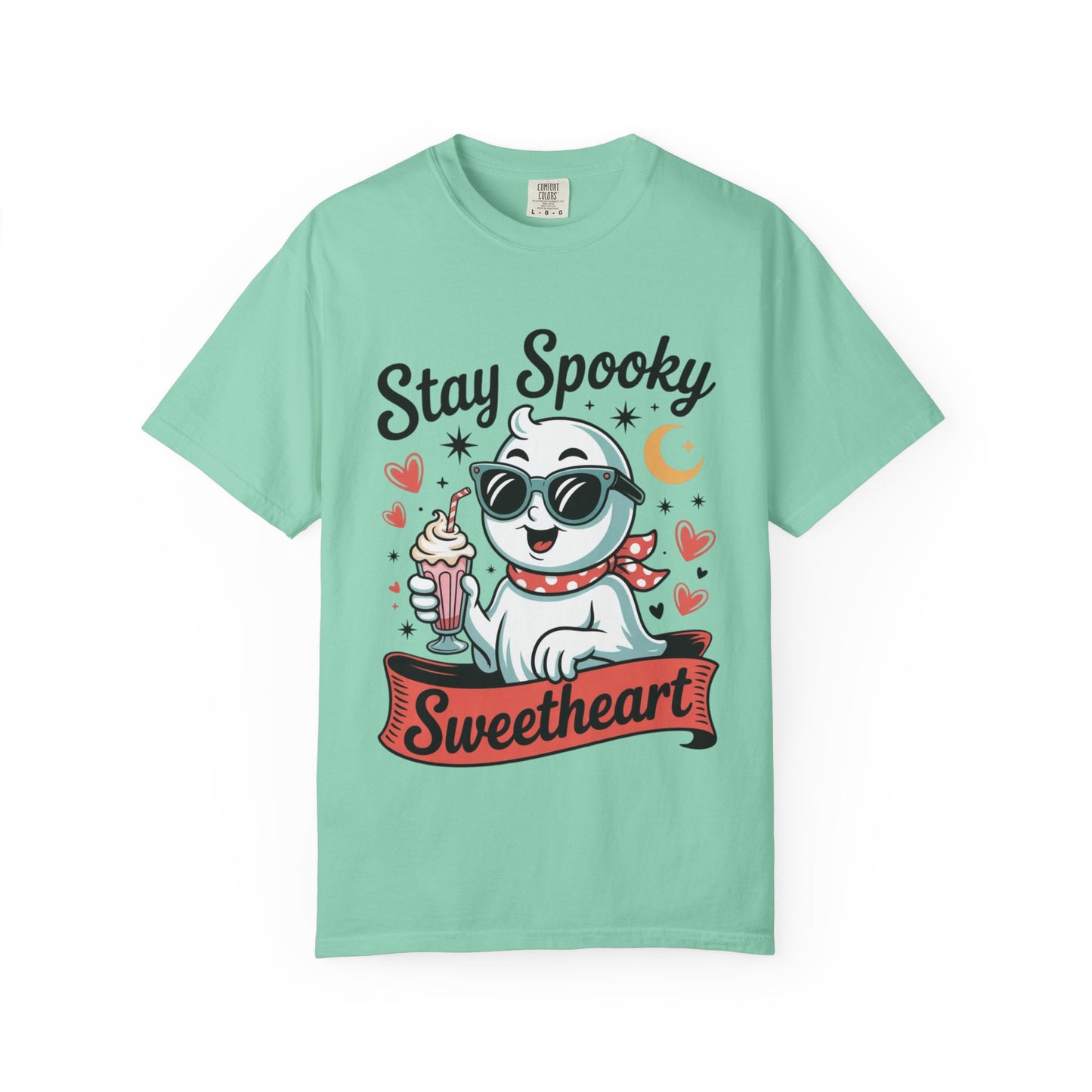 Stay Spooky Sweetheart Tee – Retro Ghost Milkshake Comfort Colors T-Shirt