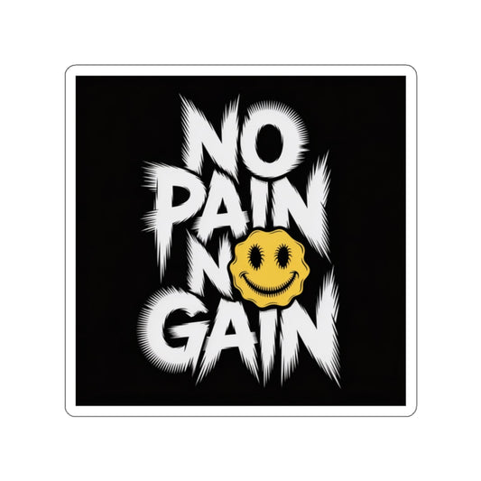 No Pain No Gain Smiley Sticker – Die-Cut Vinyl Sticker