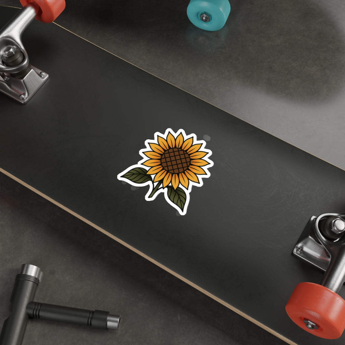 Sunflower Tattoo Sticker – Bold Flash Floral Vinyl Decal
