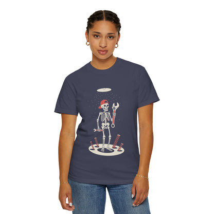 UFO Mechanic Skeleton Tee – Alien Abduction Fixer Shirt