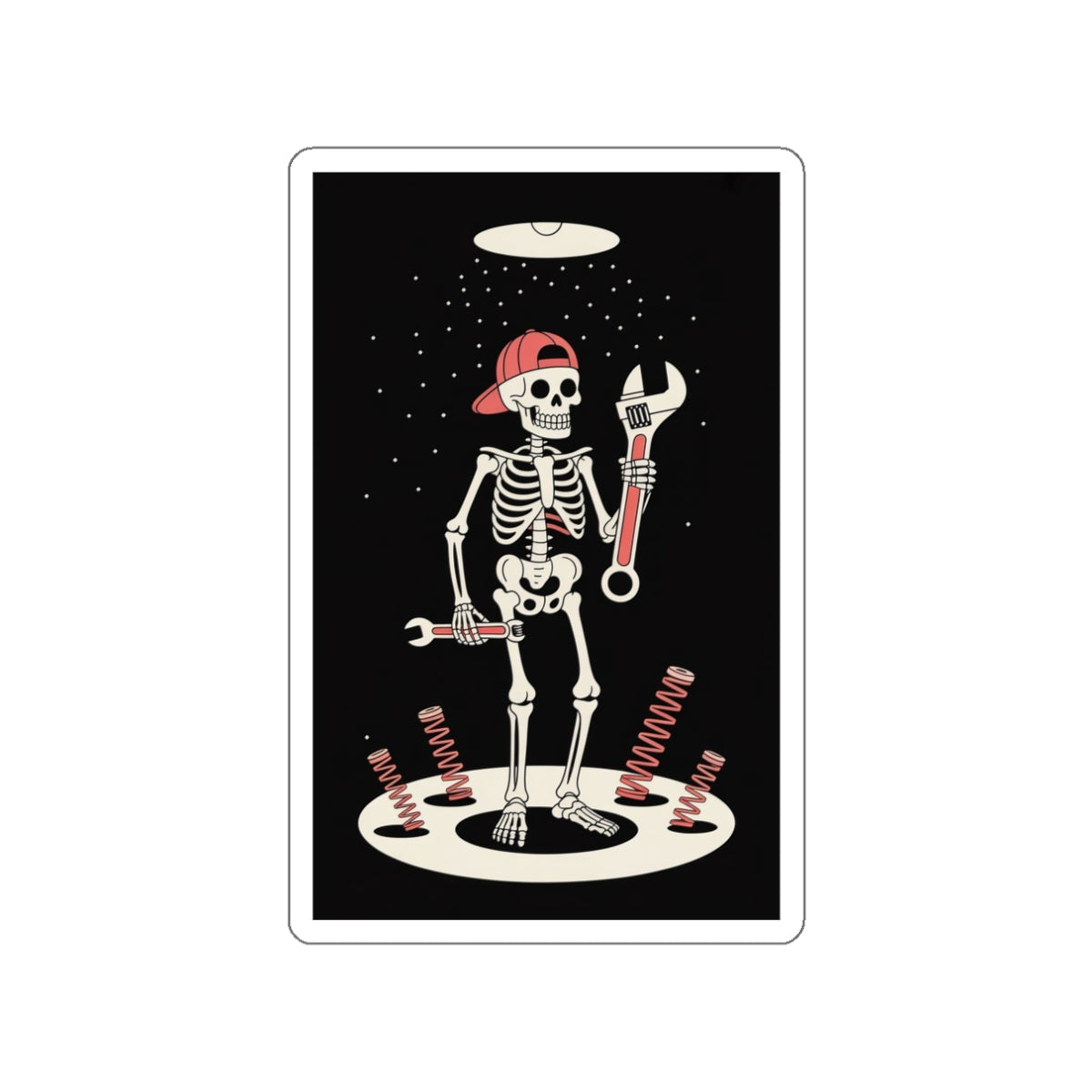 UFO Mechanic Skeleton Sticker – Die-Cut Vinyl Sticker