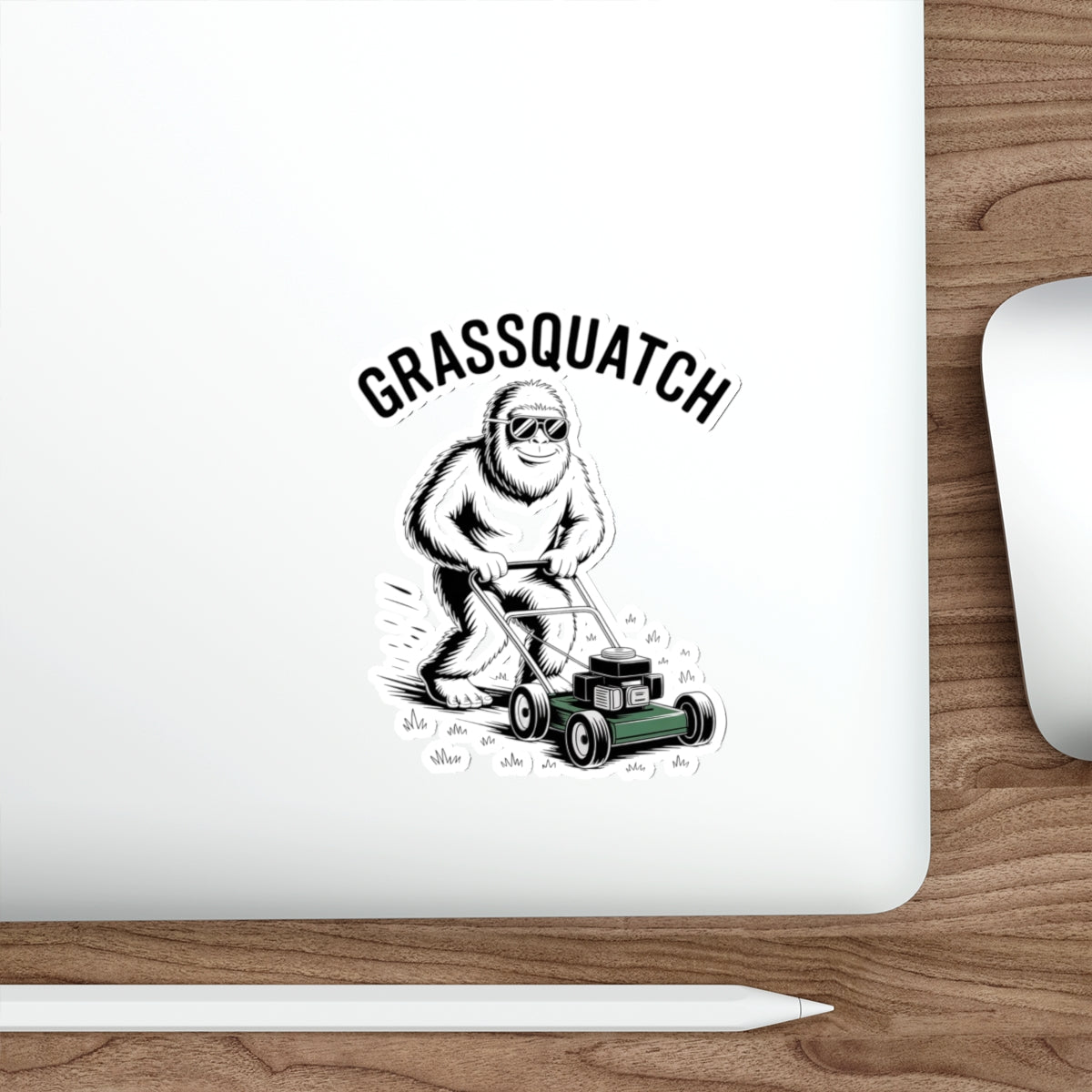 Grassquatch Lawn Mowing Sticker – Die-Cut Vinyl Sticker