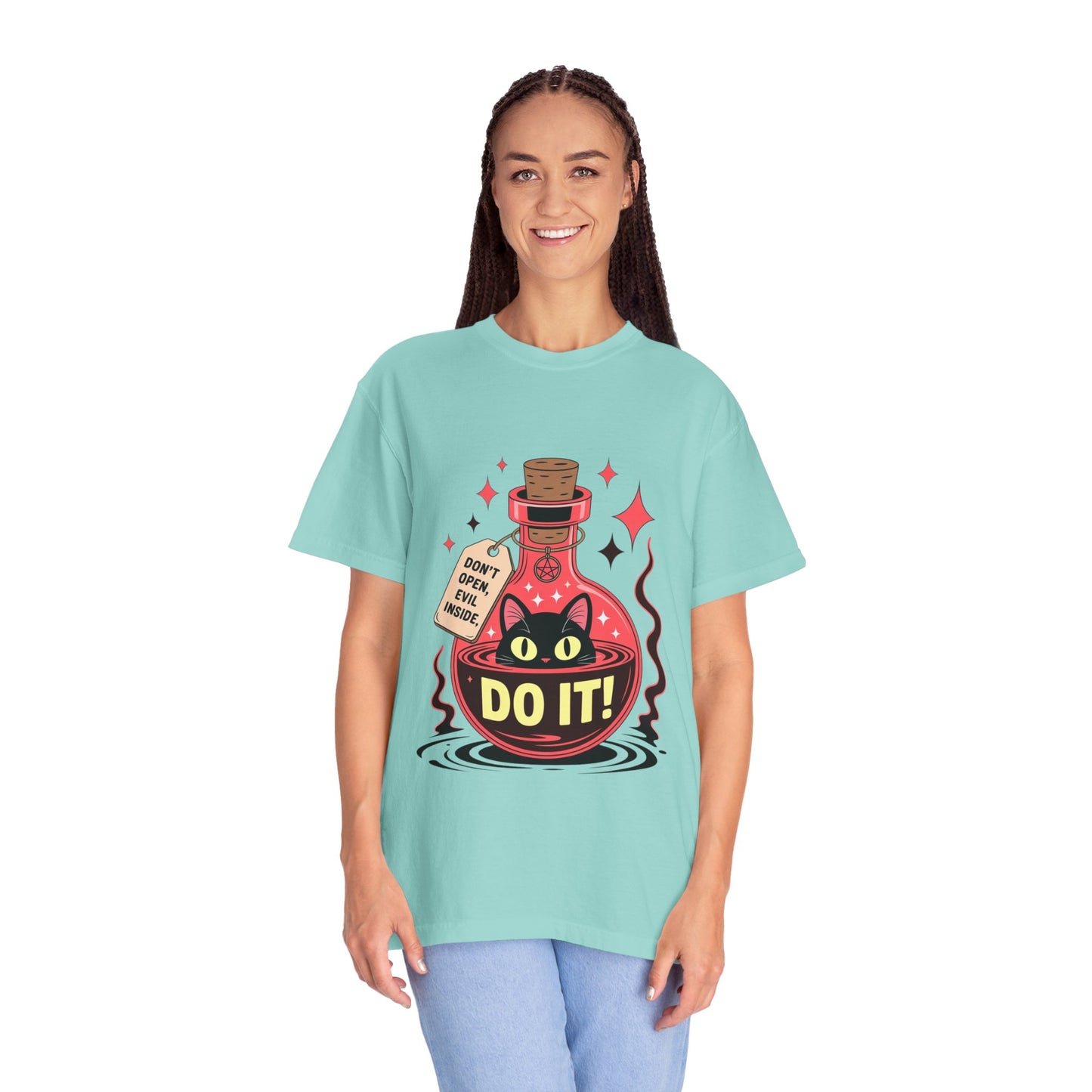 Evil Cat Potion Tee – Gothic Bottle Familiar Comfort Colors T-Shirt