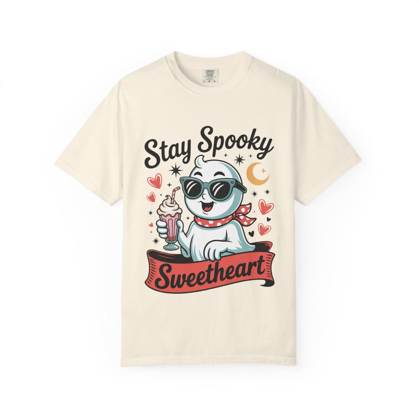 Stay Spooky Sweetheart Tee – Retro Ghost Milkshake Comfort Colors T-Shirt