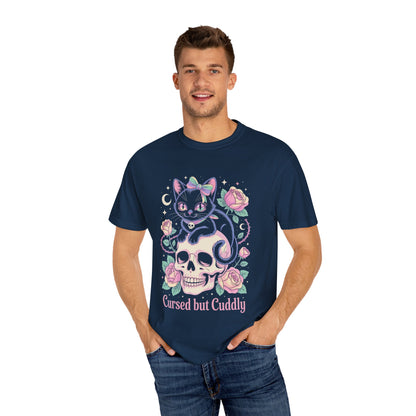 Cursed but Cuddly Cat Tee – Pastel Goth Black Cat T-Shirt