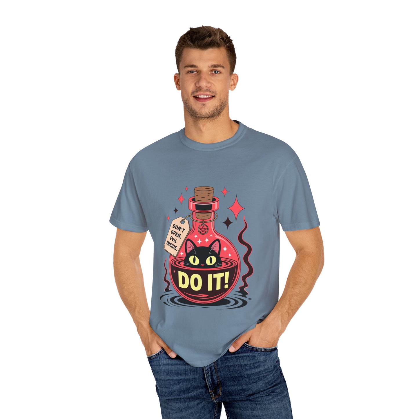 Evil Cat Potion Tee – Gothic Bottle Familiar Comfort Colors T-Shirt