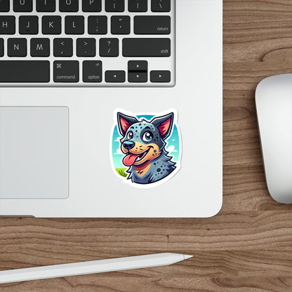 Cartoon Blue Heeler Sticker – Cute Australian Cattle Dog Vinyl Decal