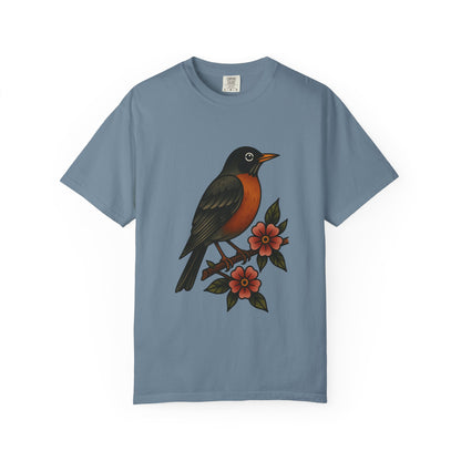 Robin & Wildflower Tattoo Tee – Comfort Colors Unisex Garment-Dyed T-Shirt