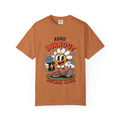 ADHD Burnout Social Club Tee – Funny Retro Flower Character Shirt