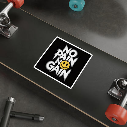 No Pain No Gain Smiley Sticker – Die-Cut Vinyl Sticker