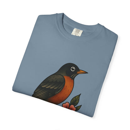 Robin & Wildflower Tattoo Tee – Comfort Colors Unisex Garment-Dyed T-Shirt
