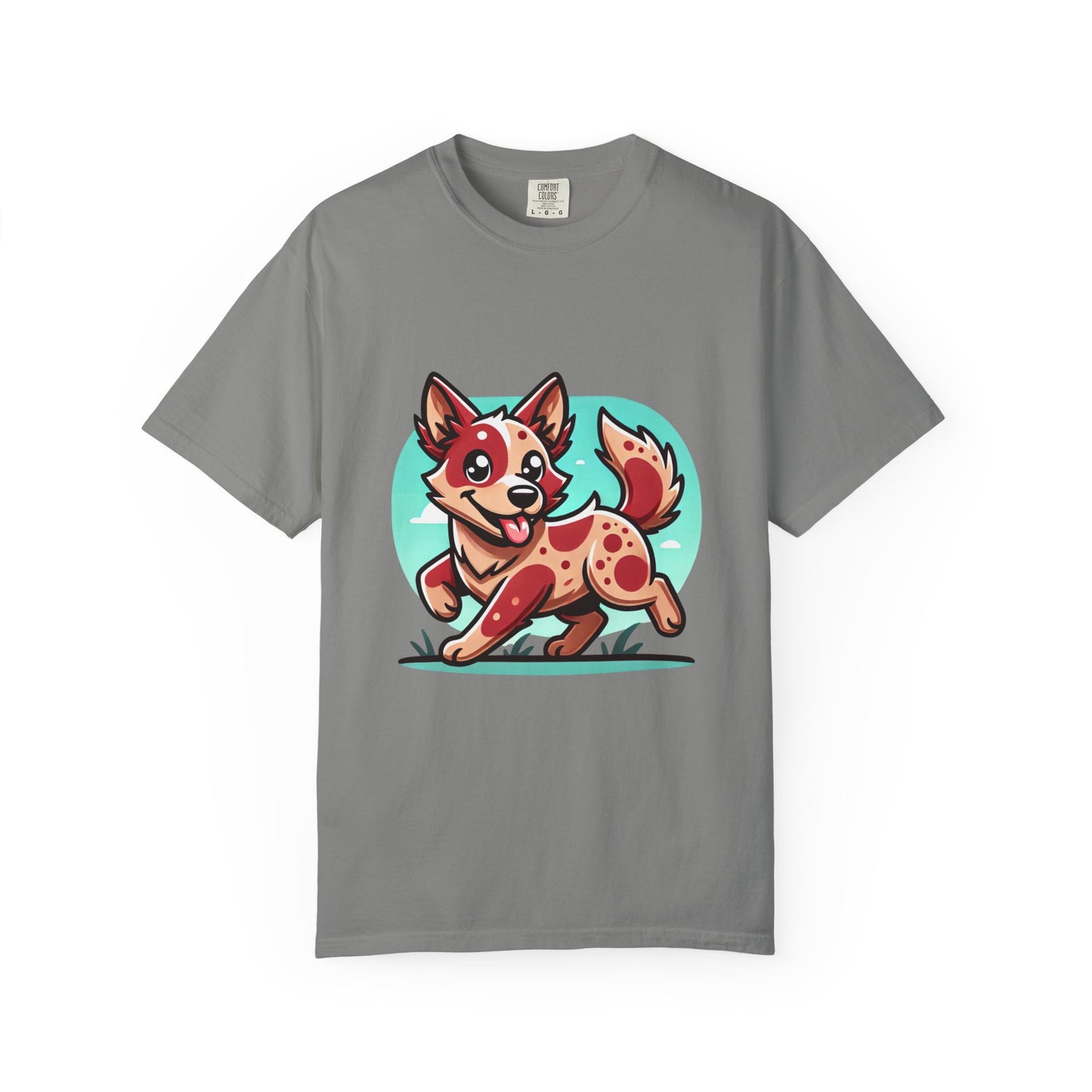 Playful Red Heeler Cartoon Dog T-Shirt – Comfort Colors Unisex Garment-Dyed Tee