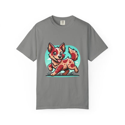 Playful Red Heeler Cartoon Dog T-Shirt – Comfort Colors Unisex Garment-Dyed Tee