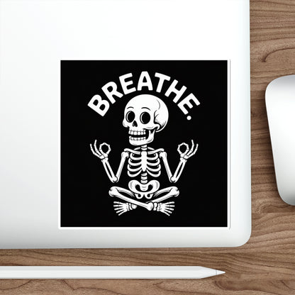 Breathe Skeleton Yoga Sticker – Die-Cut Vinyl Sticker