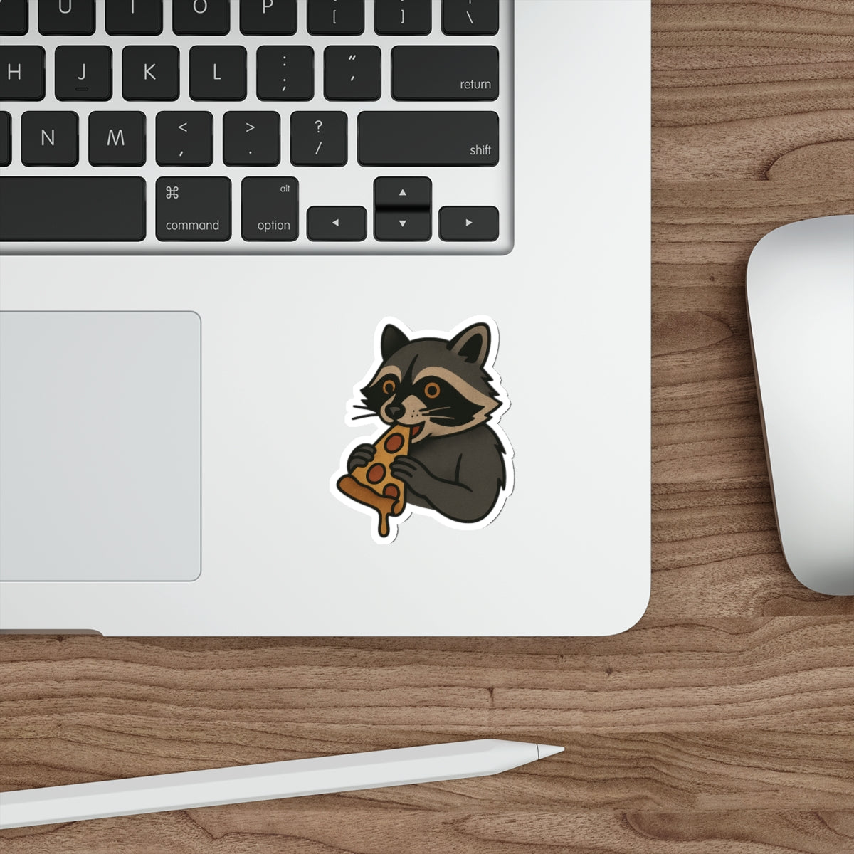 Pizza Raccoon Sticker – Mischievous Tattoo Style Vinyl Decal