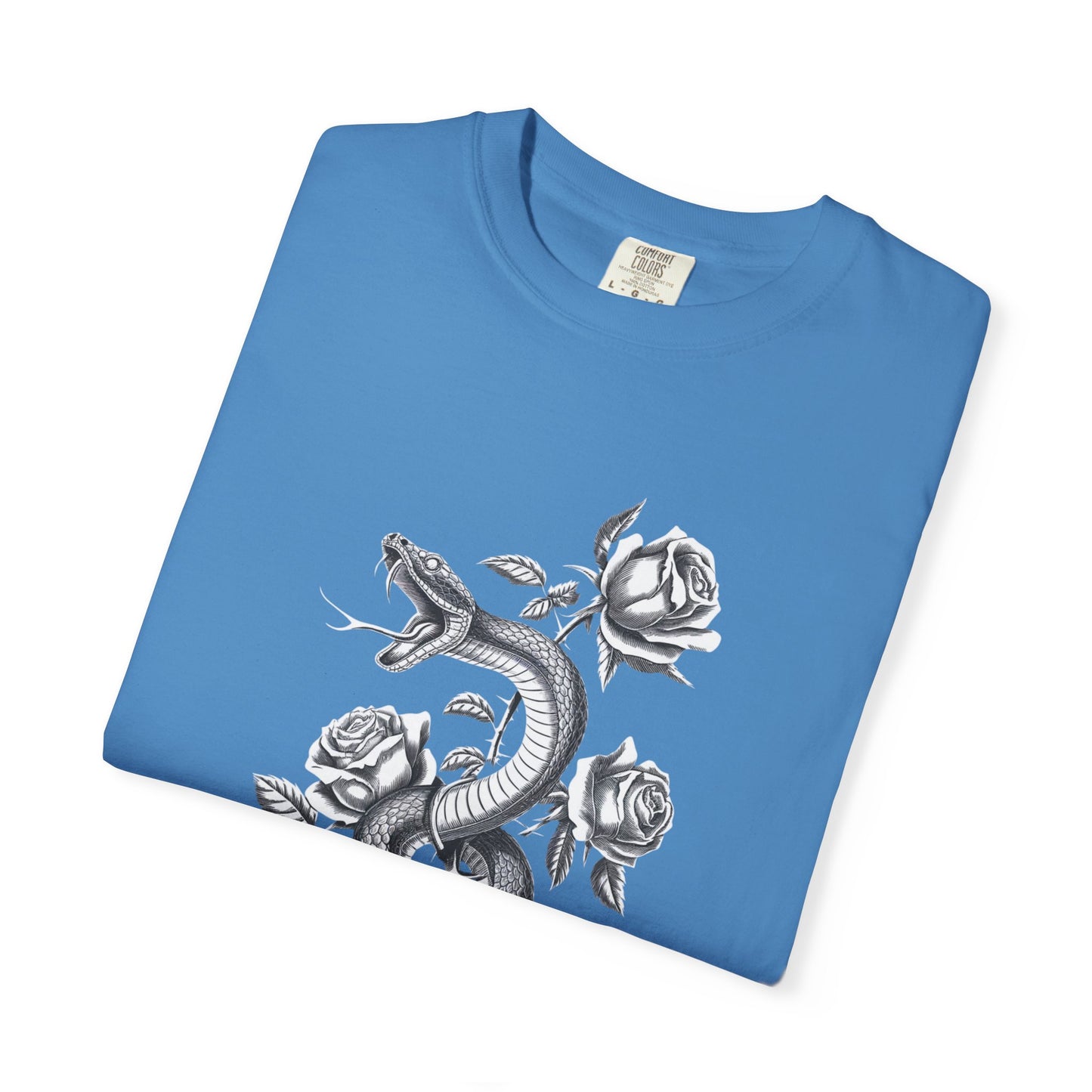 Snake and Rose Blackout Tee – Traditional Tattoo Art Shirt