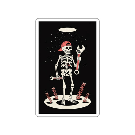 UFO Mechanic Skeleton Sticker – Die-Cut Vinyl Sticker