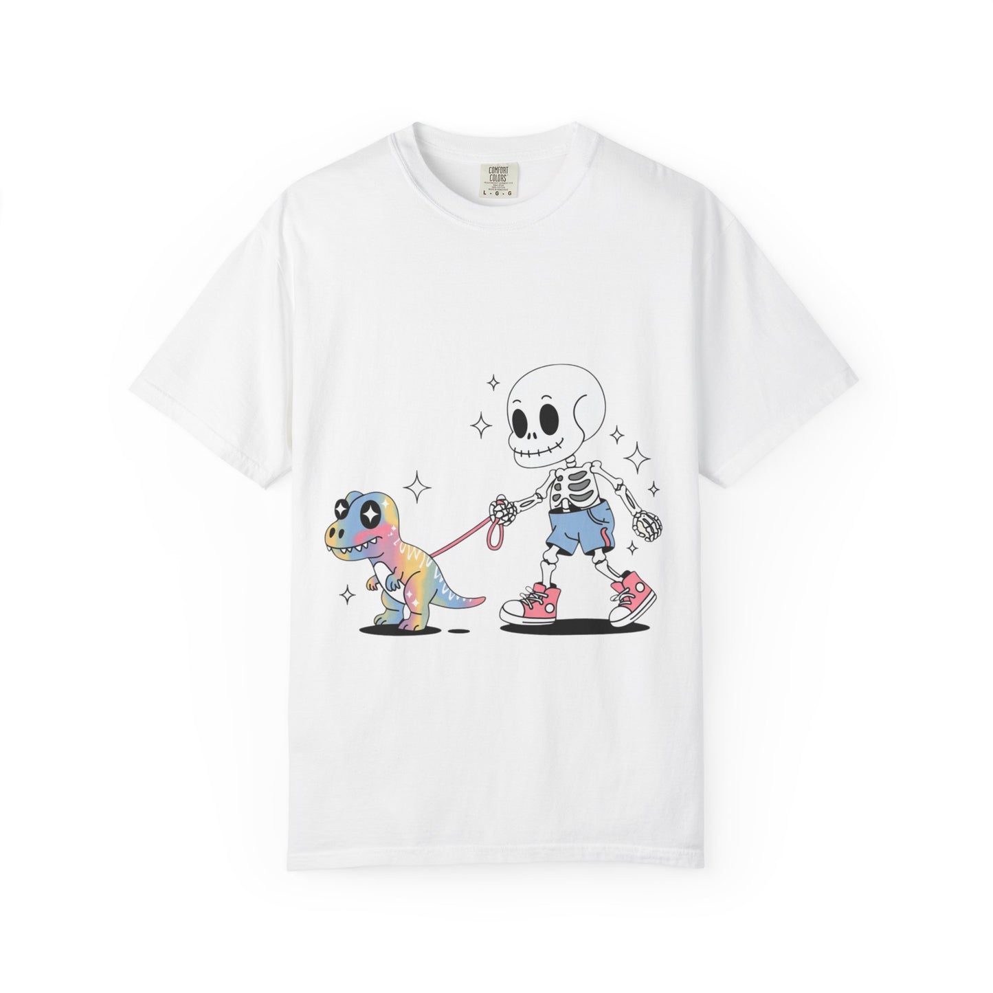 Dino Walk Tee – Skeleton Walking Rainbow Dinosaur Shirt