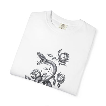 Snake and Rose Blackout Tee – Traditional Tattoo Art Shirt