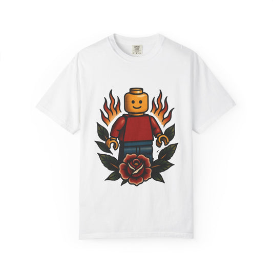 Lego Flame Rose Tattoo Tee – Comfort Colors Unisex Garment-Dyed T-Shirt