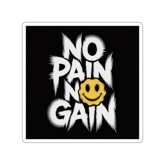 No Pain No Gain Smiley Sticker – Die-Cut Vinyl Sticker