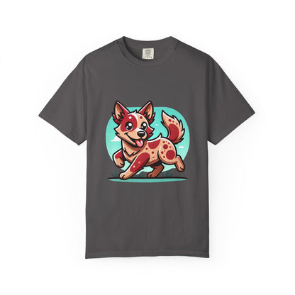 Playful Red Heeler Cartoon Dog T-Shirt – Comfort Colors Unisex Garment-Dyed Tee