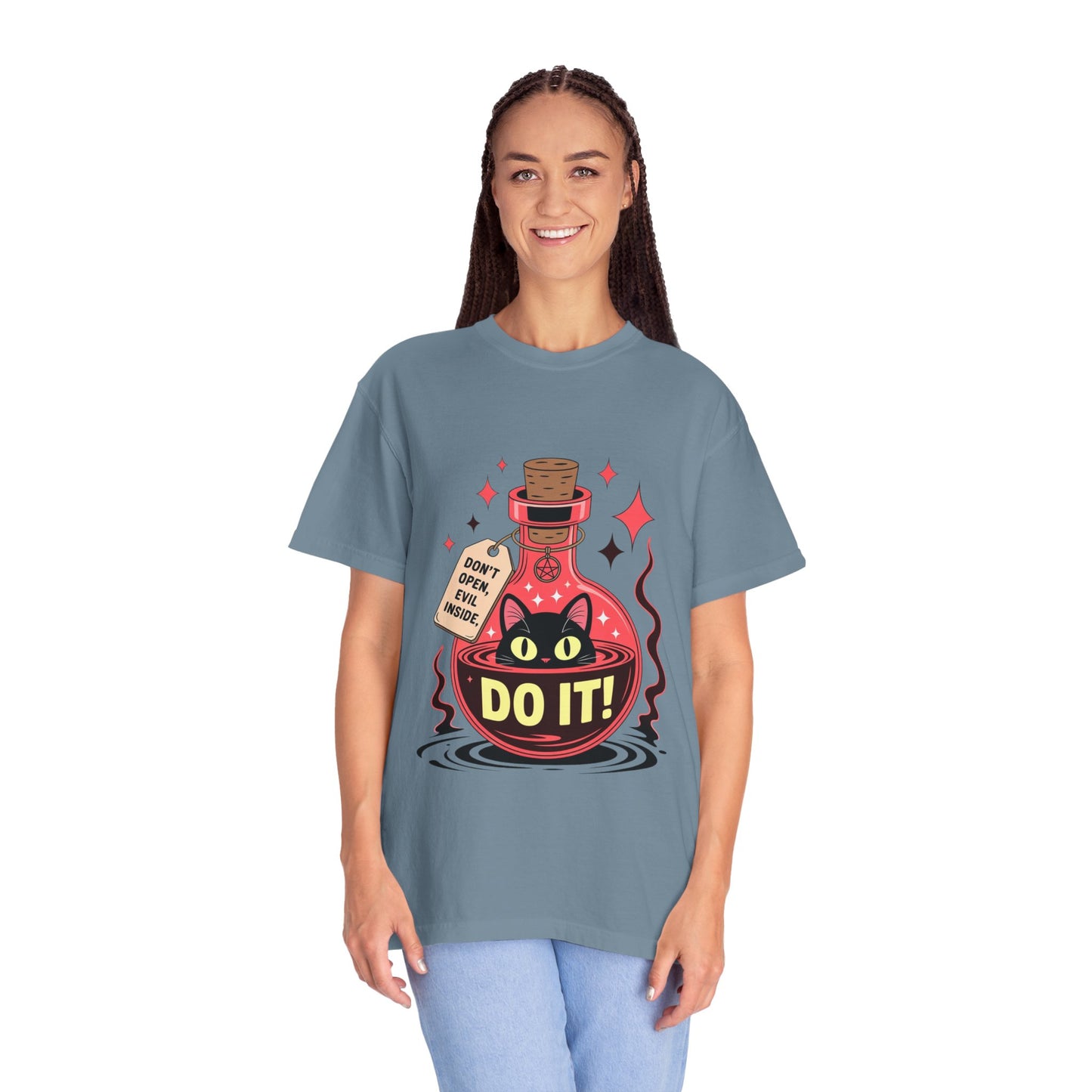 Evil Cat Potion Tee – Gothic Bottle Familiar Comfort Colors T-Shirt