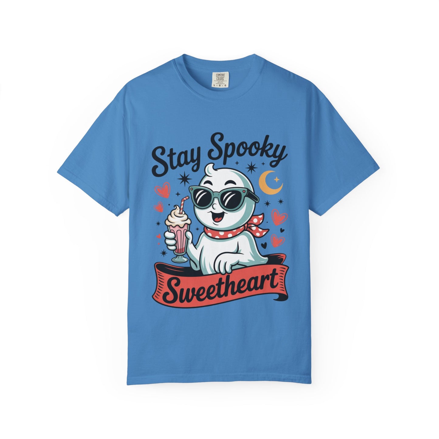 Stay Spooky Sweetheart Tee – Retro Ghost Milkshake Comfort Colors T-Shirt