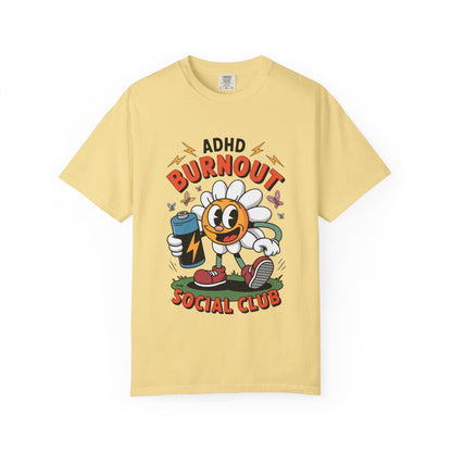 ADHD Burnout Social Club Tee – Funny Retro Flower Character Shirt