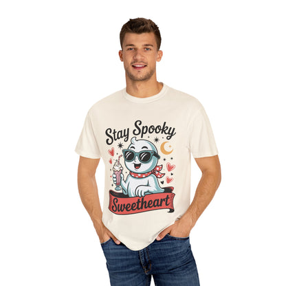 Stay Spooky Sweetheart Tee – Retro Ghost Milkshake Comfort Colors T-Shirt