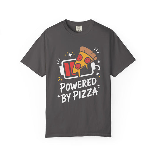 Comfort Colors Unisex Garment-Dyed T-Shirt | “Powered by Pizza” Funny Pizza Lover Graphic Tee
