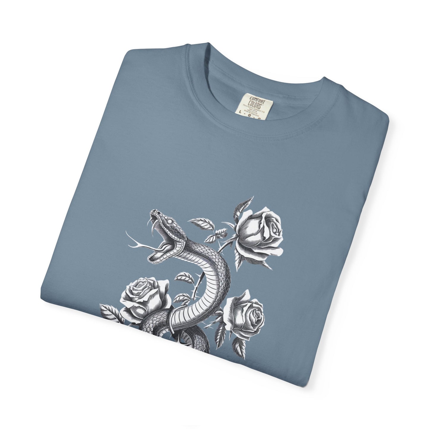 Snake and Rose Blackout Tee – Traditional Tattoo Art Shirt