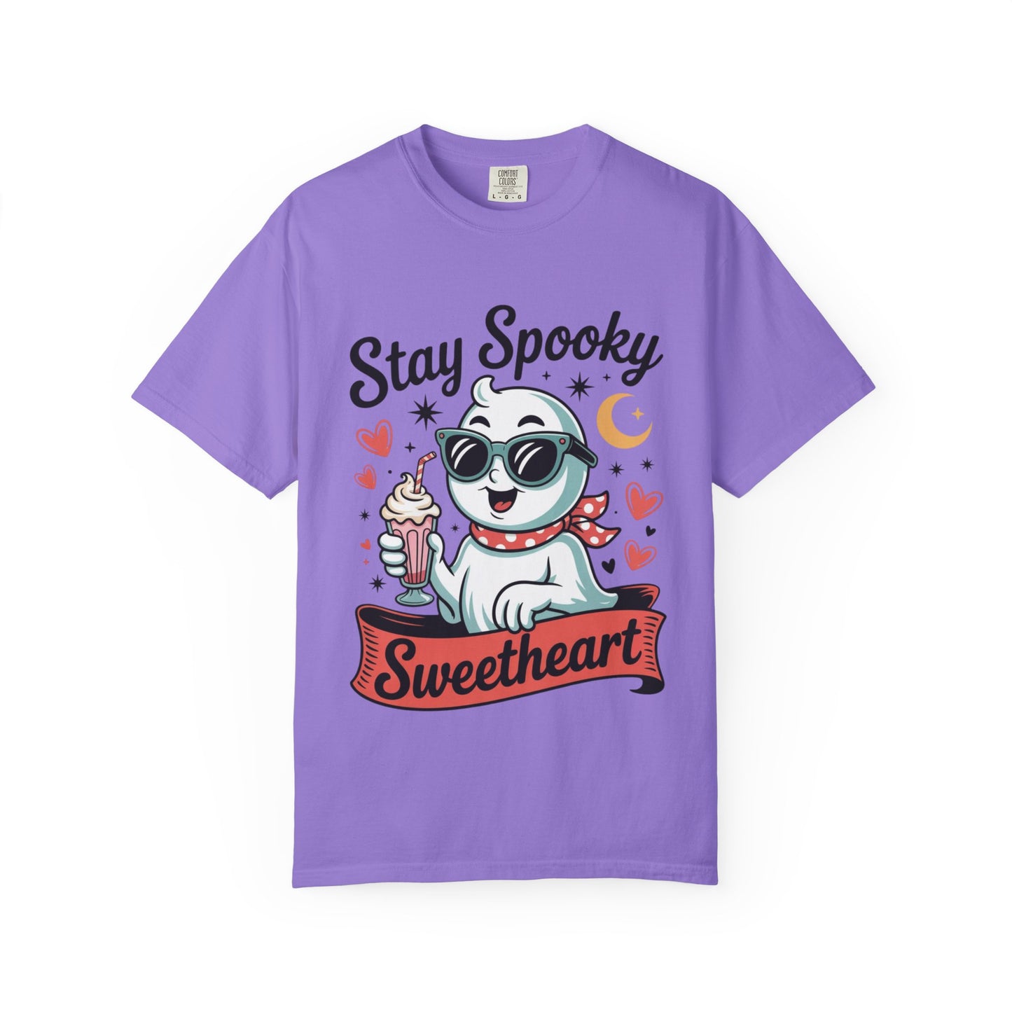 Stay Spooky Sweetheart Tee – Retro Ghost Milkshake Comfort Colors T-Shirt