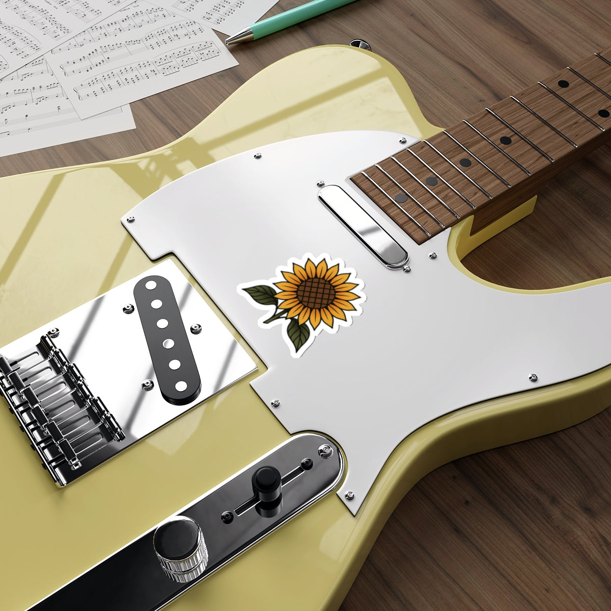 Sunflower Tattoo Sticker – Bold Flash Floral Vinyl Decal