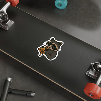 Pizza Raccoon Sticker – Mischievous Tattoo Style Vinyl Decal