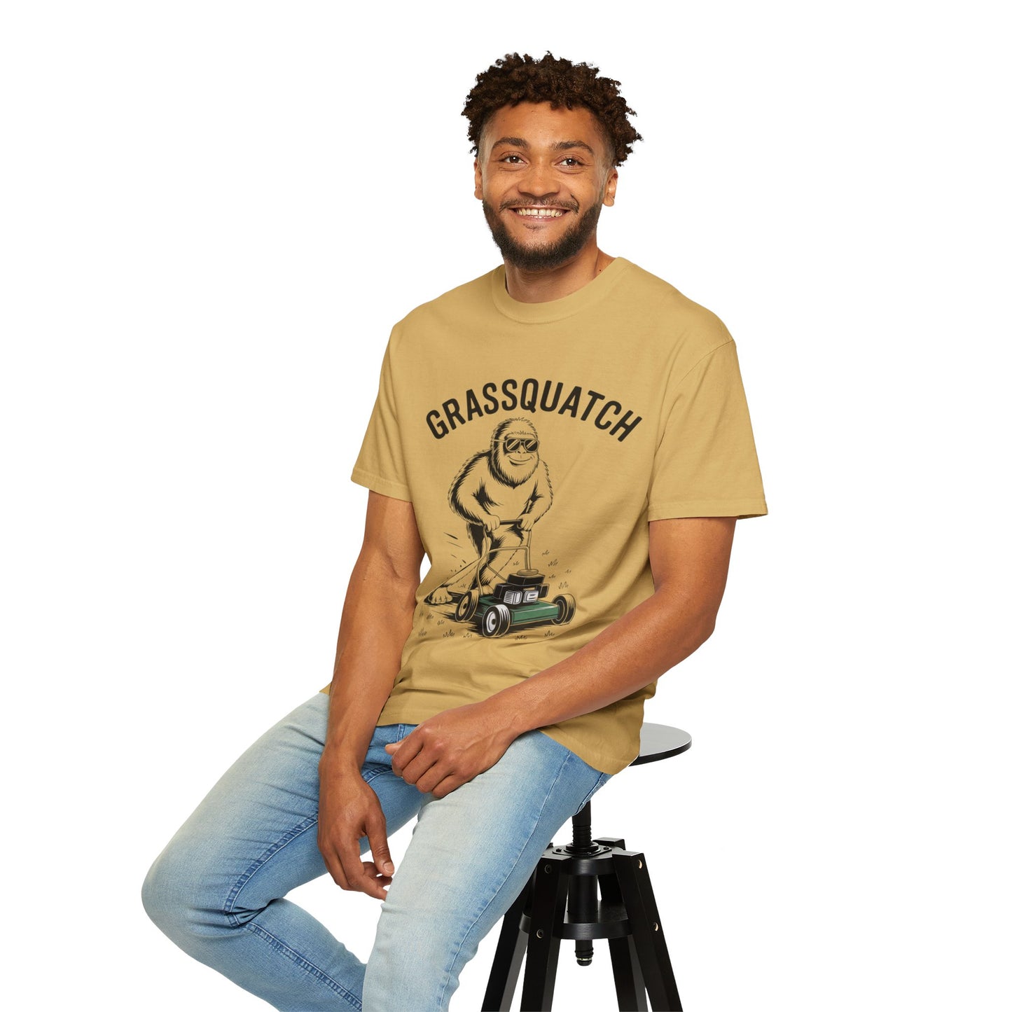Grassquatch Lawn Mowing Tee – Funny Bigfoot Yardwork Shirt