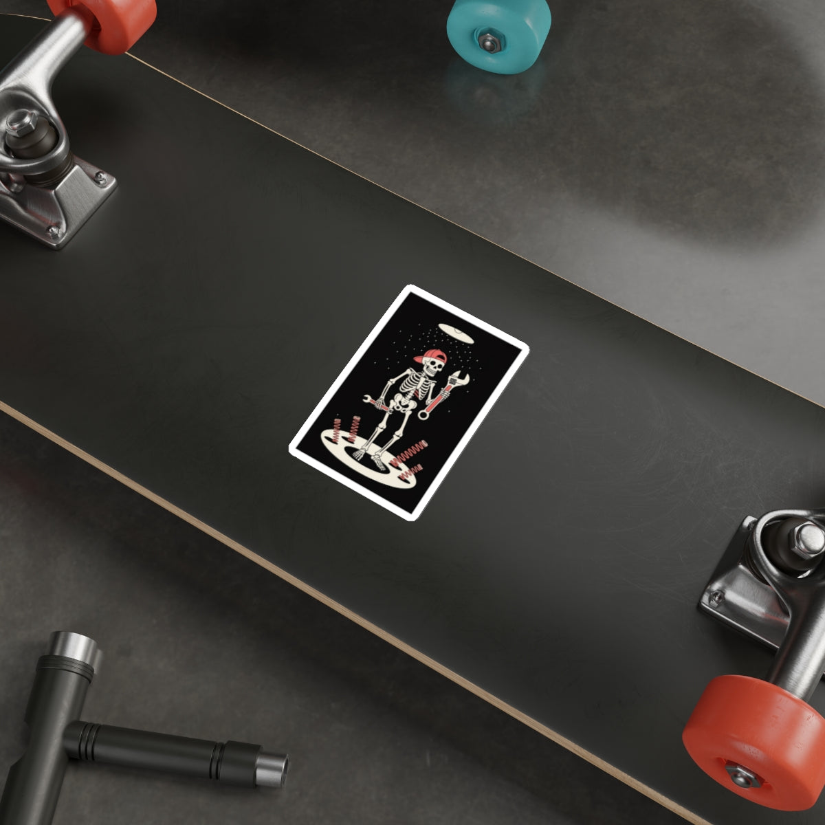 UFO Mechanic Skeleton Sticker – Die-Cut Vinyl Sticker