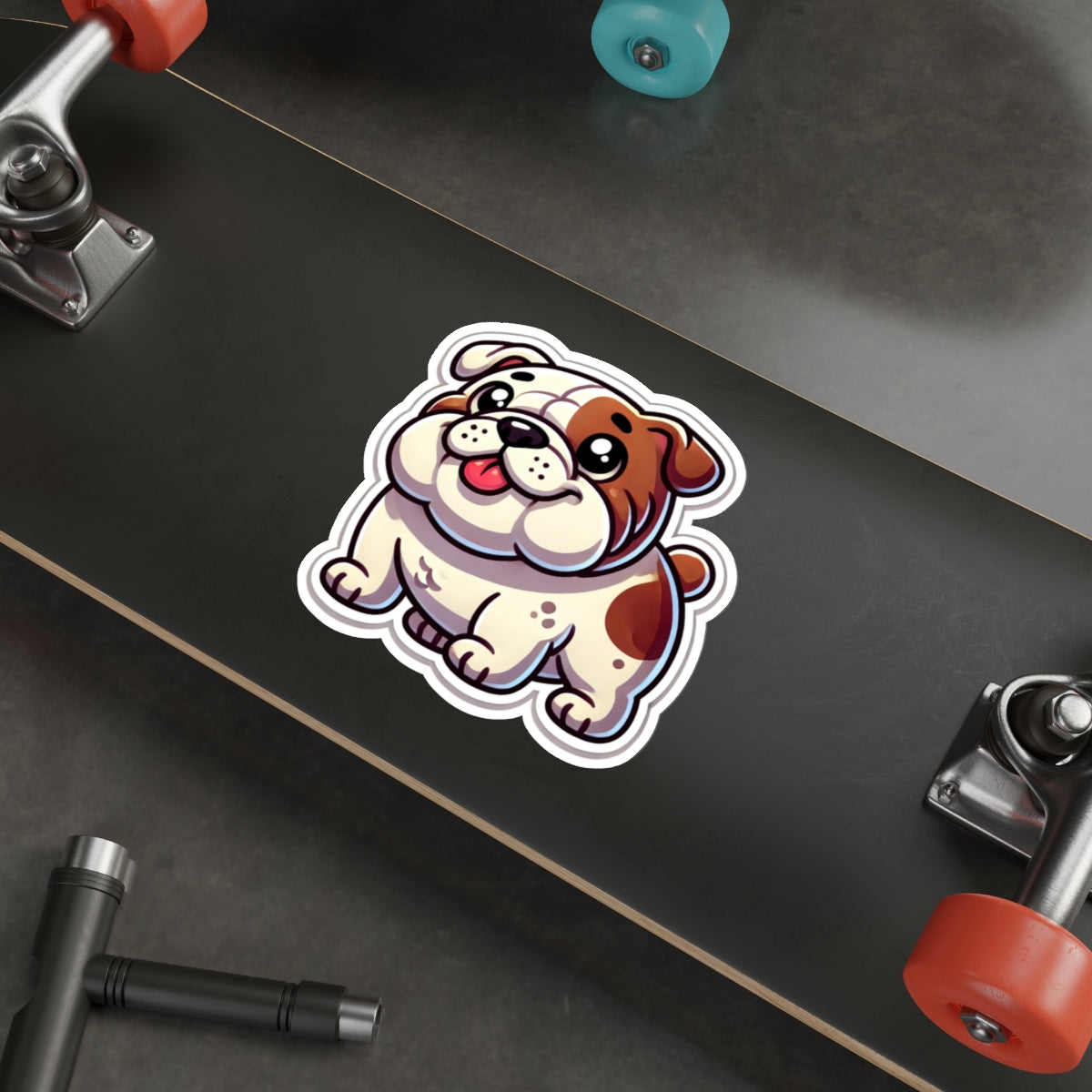 Cartoon Bulldog Sticker – Cute Chubby Puppy Vinyl Decal