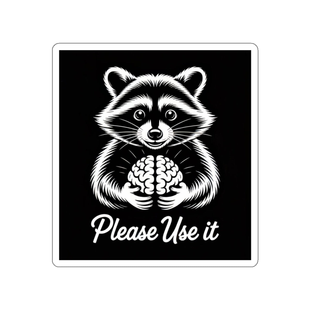 Please Use It Raccoon Sticker – Die-Cut Vinyl Sticker
