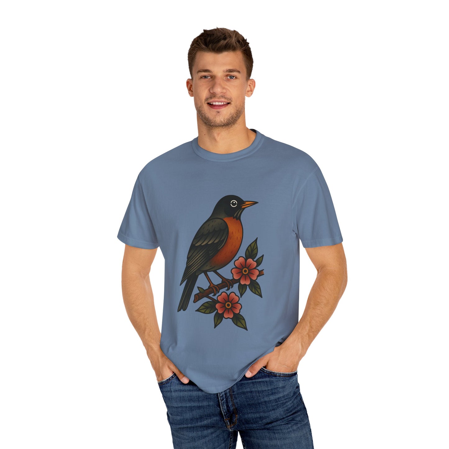 Robin & Wildflower Tattoo Tee – Comfort Colors Unisex Garment-Dyed T-Shirt