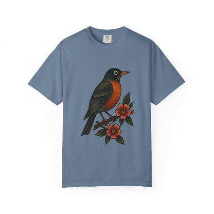 Robin & Wildflower Tattoo Tee – Comfort Colors Unisex Garment-Dyed T-Shirt