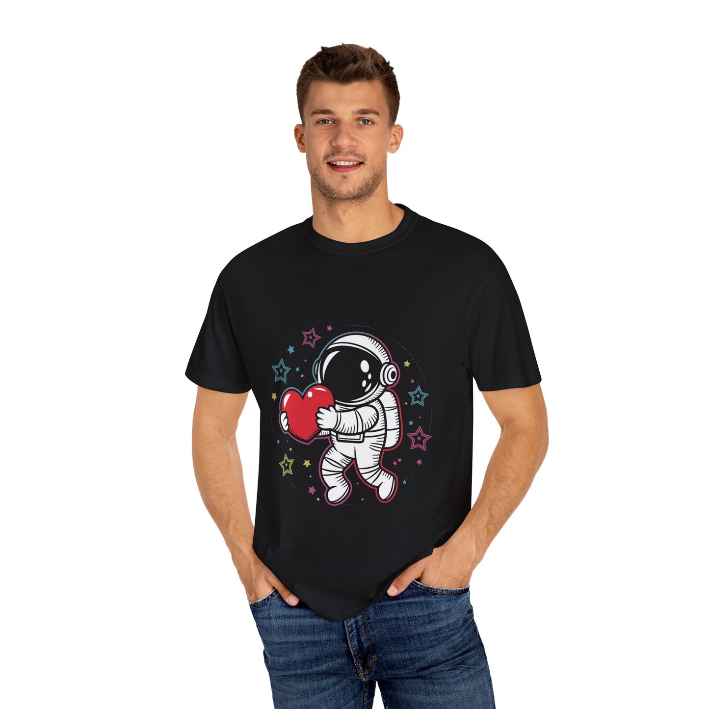 Space Love Astronaut Tee – Cute Heart and Stars Shirt