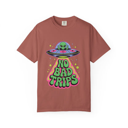No Bad Trips Alien Tee – Psychedelic UFO Comfort Colors Shirt
