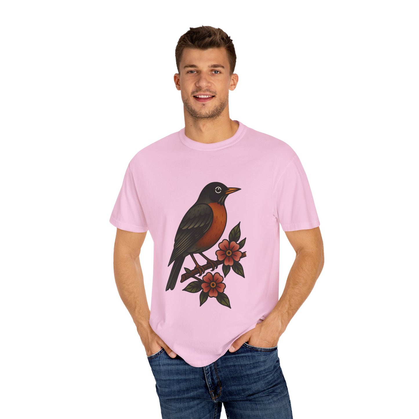 Robin & Wildflower Tattoo Tee – Comfort Colors Unisex Garment-Dyed T-Shirt