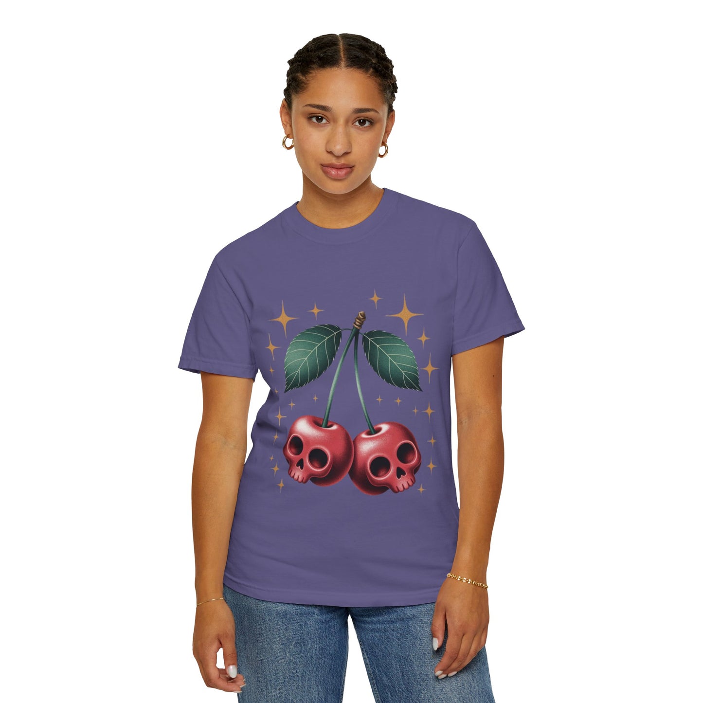 Cherry Skulls Tee – Dark Fruit Comfort Colors Graphic T-Shirt