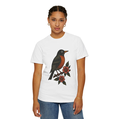 Robin & Wildflower Tattoo Tee – Comfort Colors Unisex Garment-Dyed T-Shirt