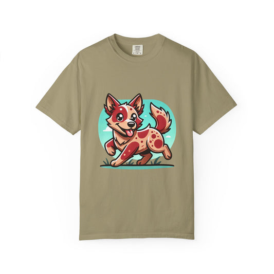 Playful Red Heeler Cartoon Dog T-Shirt – Comfort Colors Unisex Garment-Dyed Tee