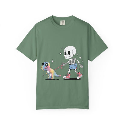 Dino Walk Tee – Skeleton Walking Rainbow Dinosaur Shirt